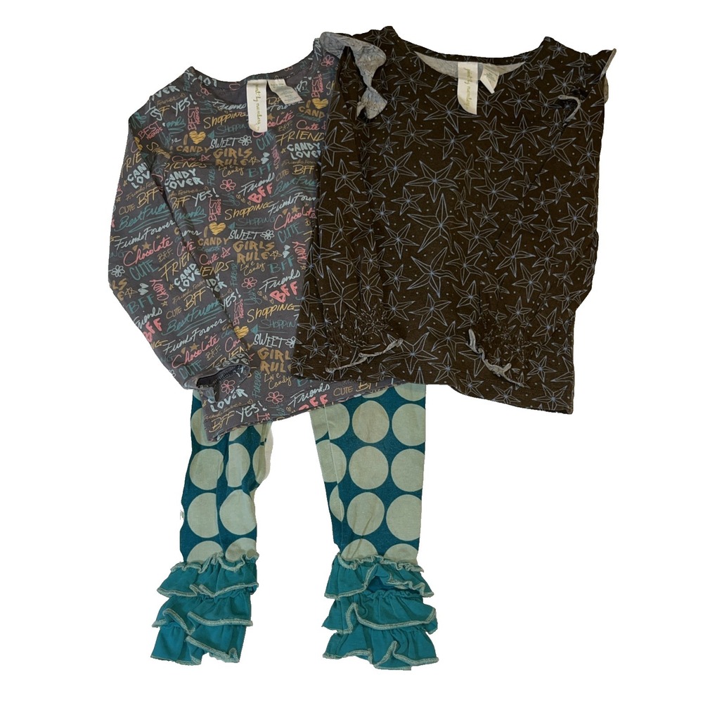 Matilda Jane Lot Shirts Leggings 2 Paint By Numbers Polka Dot Stars Outfit Boho